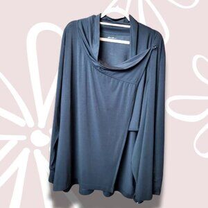 37.$5-2X-EDDIE BAUER Poncho Style Cardigan Black w/Shoulder Button